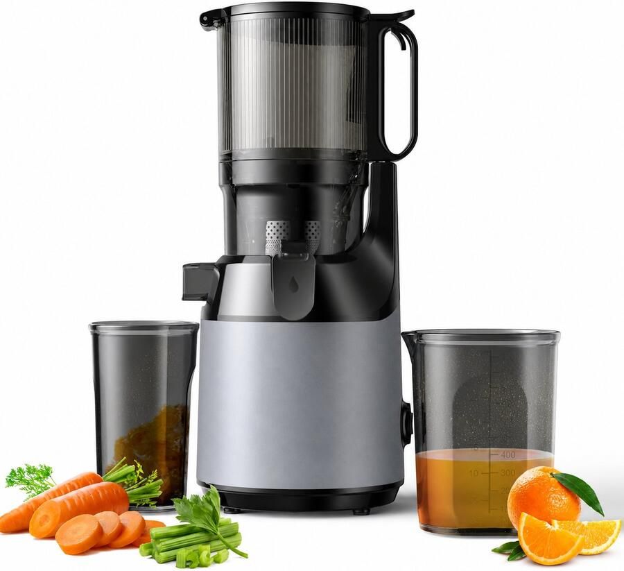 Novari Pers- en sapcentrifuge Slowjuicer Sapmachine voor groenten en fruit Krachtige motor 250W Stil in gebruik Zwart