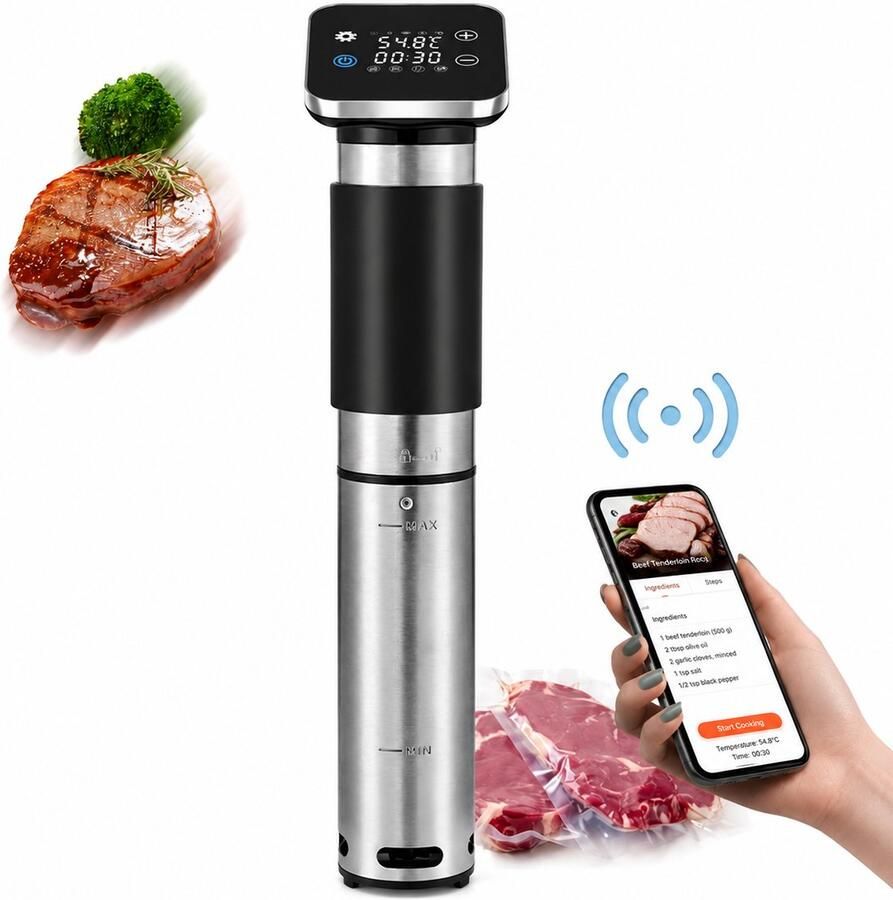 Novari Sous-vide machine Sous vide koker Sous-vide stick Precisiekoker Slow cooking Vacuümzakken 1300W 6 liter