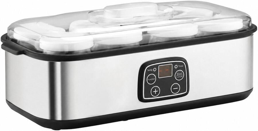 Novari Yoghurtmachine Yoghurtmaker Inclusief 8 glazen potjes van 180 ml Instelbare temperatuur Digitaal LED-display