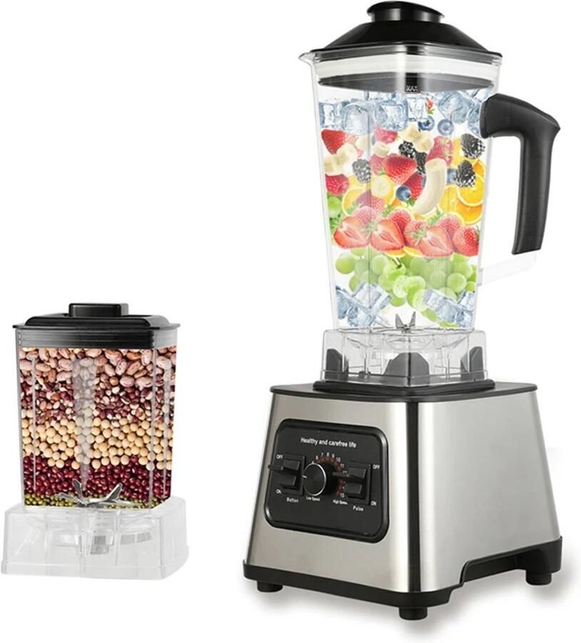 Novendo Goods – 2 5L 2-in-1 Elektrische Blender – 6000W Krachtige Smoothie Maker met 4 RVS Blades – IJscrusher Keukenmixer & Sapmachine in Één