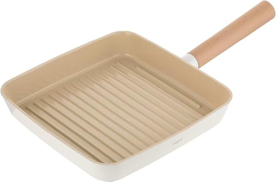 Nube aluminium grillpan 26x26 cm Gegoten aluminium Geschikt voor inductie Krasbestendige keramische coating Soft-touch handgreep met houteffect Gemakkelijk schoon te maken