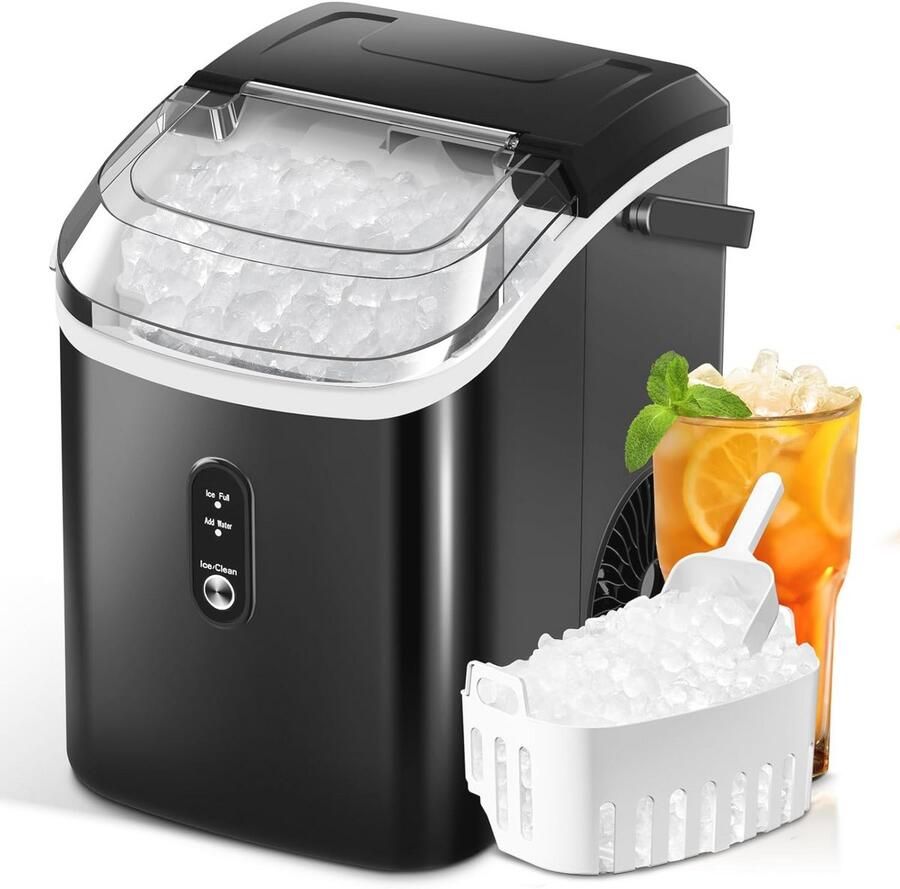 Nugget Ice Makers aanrecht met zacht kauwgranulaat ijsblokjesmachine met zelfreinigend 15 9 kg 24 uur bediening met één klik ijsmand ijsschep voor