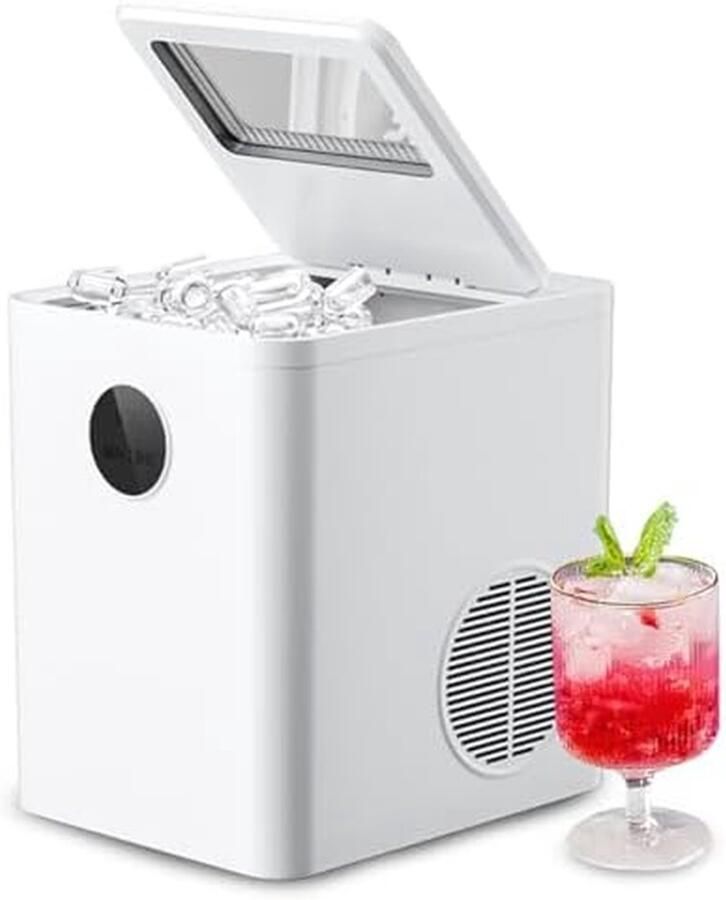 Nugget Ijsmaker IJsmachine Keuken Dranken Koelen Zelfreinigend Compact 12 kg per dag Wit