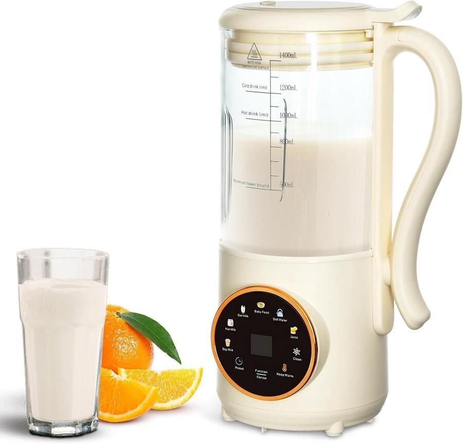 Nut Milk Maker 1.4L Automatic Soy Milk Maker with Delay Setting Self Cleaning LED Screen for Making Homemade ShopVlot