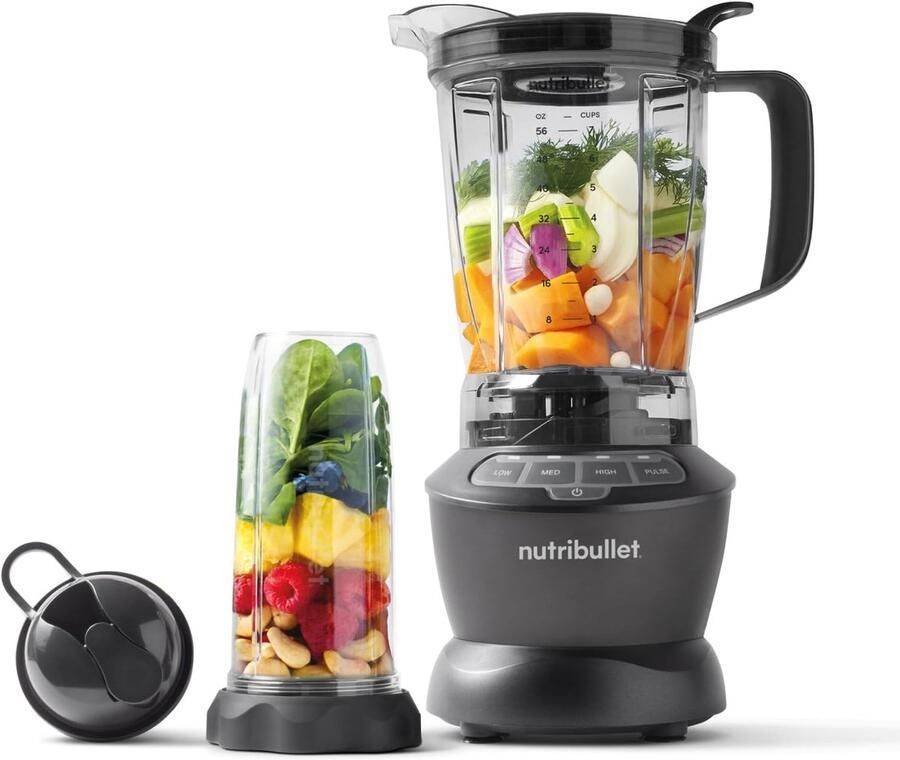 Nutribullet Blender Combo Electric Blender Multifunctional Chopper Professional 1200 Watt Power 1.9 Litre Jug 945 ml Glasses 710 ml Black NBF500MB