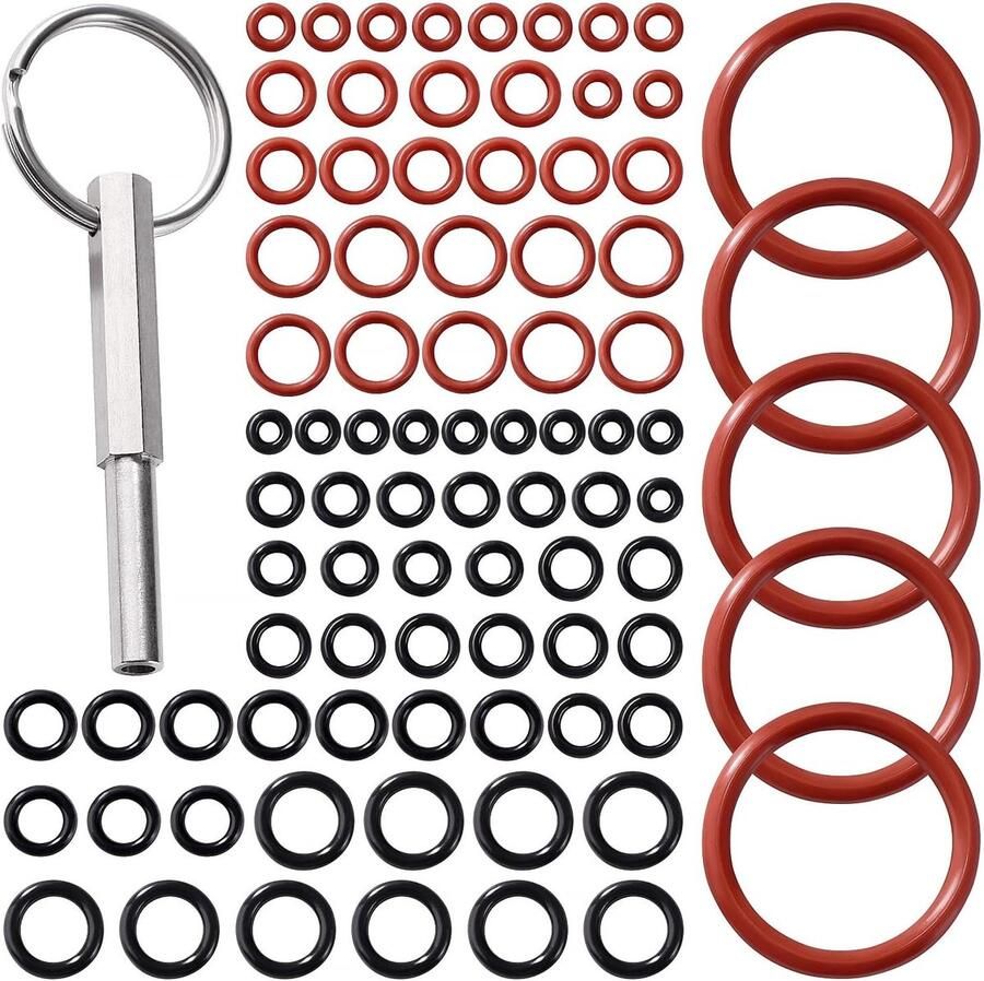 O-Ring Set van 86 Stuks voor Koffiemachine Siliconen O-Ringen voor Zetgroep Inclusief Sleutel voor Onderhoud en Vervanging
