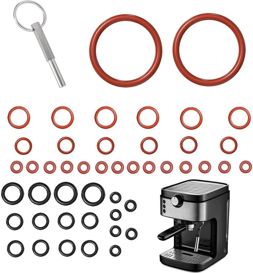O-Ringen Set van 46 Stuks Ovalen Hoofd Sleutelring voor Koffiemachines Compatibel met Jura en DeLonghi Sealing Rings