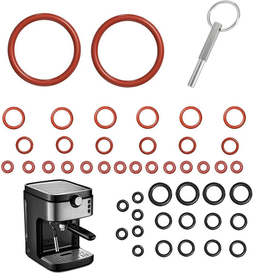 O-Ringen Set van 46 Stuks Ovalen Hoofd Sleutelring voor Koffiemachines Compatibele Dichtingsringen voor Jura en DeLonghi
