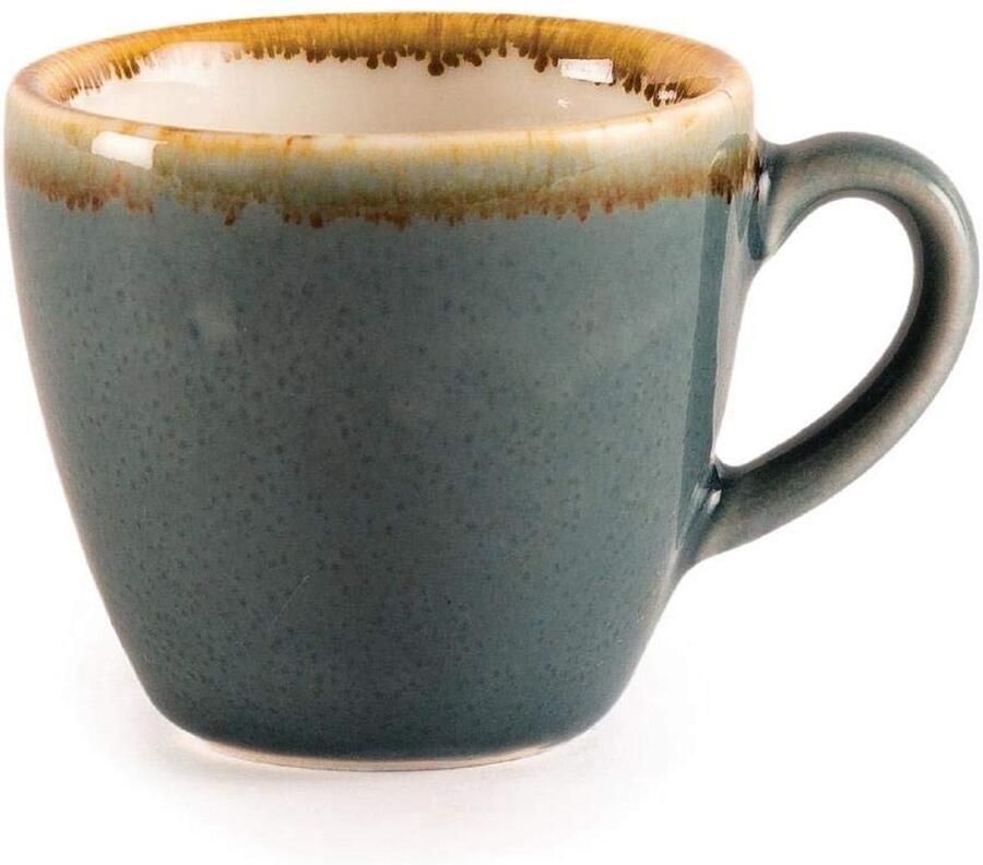 Ocean Espresso Cup Set 6x Porseleinen Kopjes 85ml Blauw Reactief Glazuur Handgeschilderd
