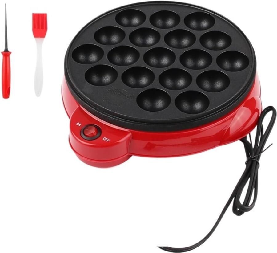 Octopus Ball Maker Snack Apparaat Ontbijt Maken 18 Gaten Grillpan 40mm Diameter Rood