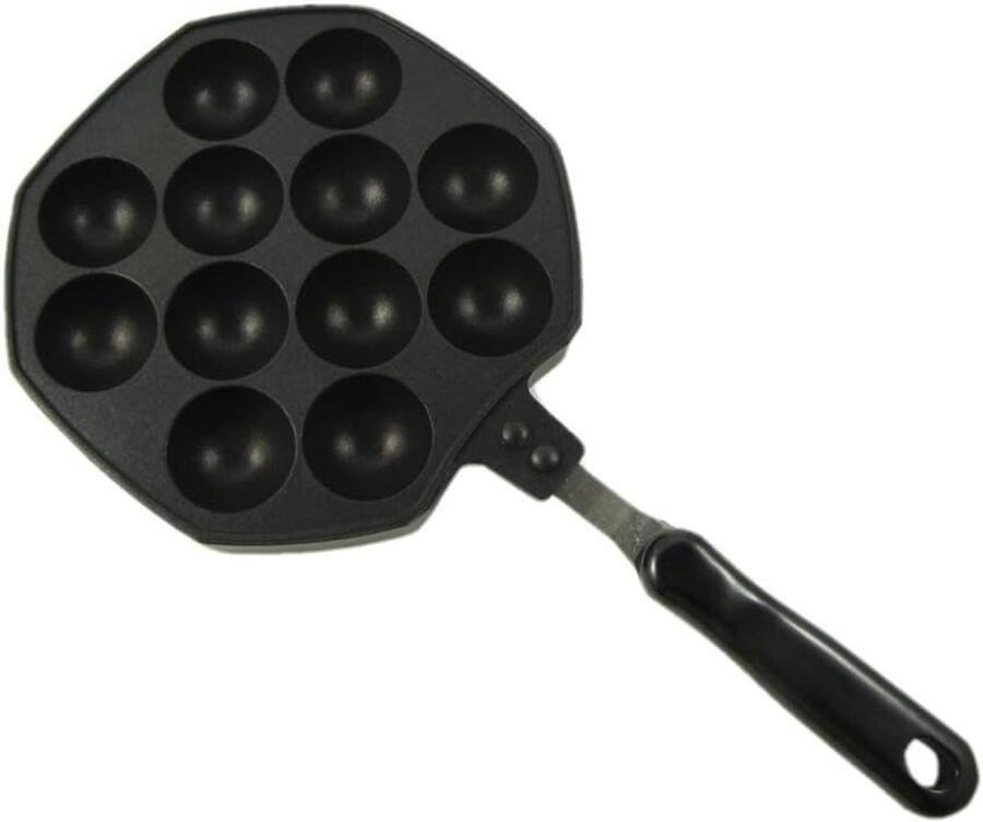 Octopus Grill Pan Snack Maker Thuisgerechten Maken Teflon Coating 12 Holes 18cm Zwart