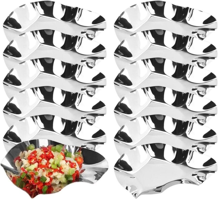 Oesterschalen Schaal voor zeevruchten grillen Roestvrij staal 12 stuks Zilver