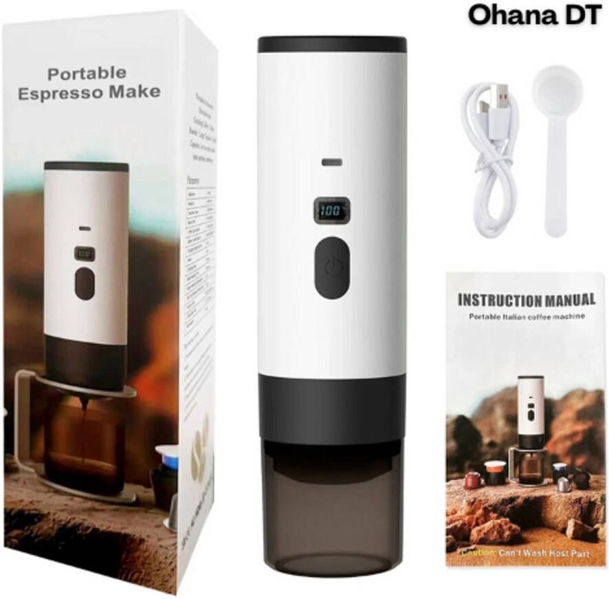 Ohana DT Draagbaar Koffiezetapparaat Draagbare Koffiemachine Geschikt Voor Poeder \ Capsules \ Dolce Gusto =