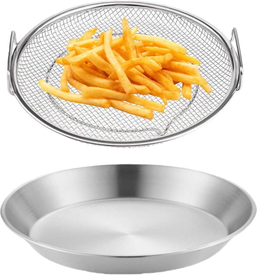 Olie Afvoer Zeef Filtermand Staal Frituren en Koken Roestvrij Staal 21.7 x 21.6 x 7.3 cm - Foto 1