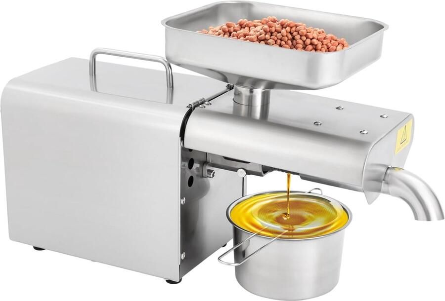 Olie Persmachine Zelf Olie Maken Keuken Gebruik Koud en Warm Persen 750W Vermogen Zilver