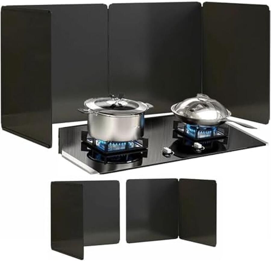 Olie Spatbescherming Kookscherm Schoon Koken Dubbelzijdig Opvouwbaar 45 cm Zwart