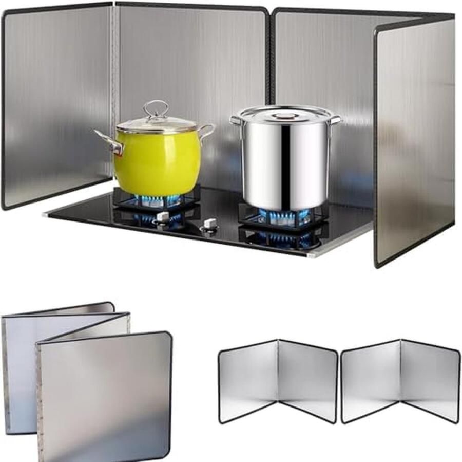 Olie Spatscherm Spatbescherming Pan Schoon Koken Opvouwbaar Ontwerp 2 Stuks Zilver