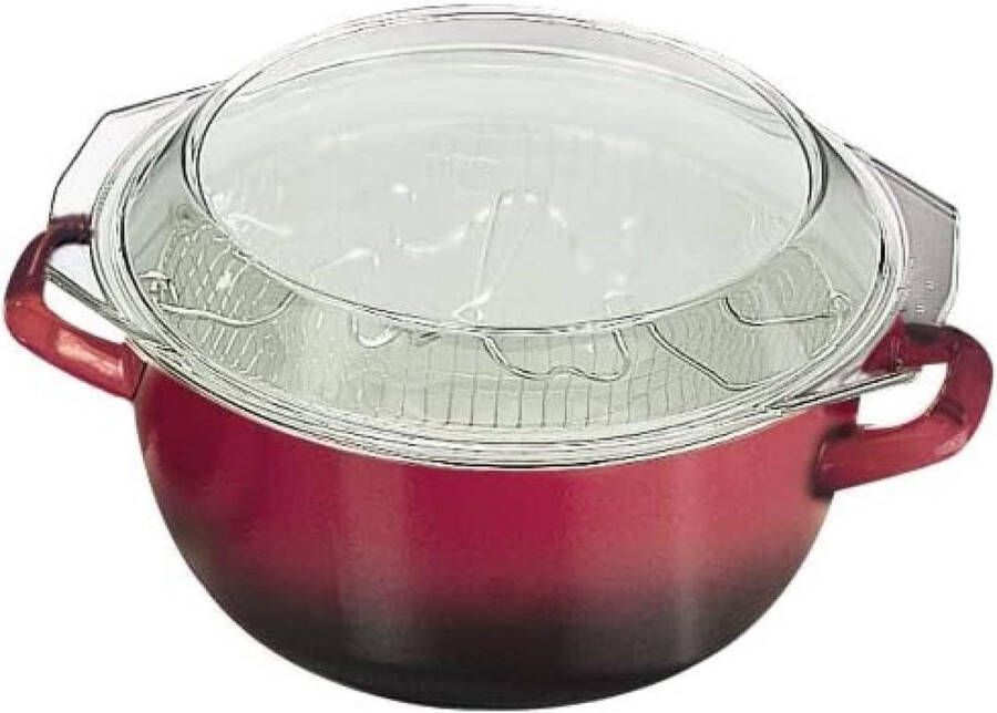 Oliebollen friteuse Oud en Nieuw 24 cm geëmailleerd staal geschikt voor inductie met mandje en deksel Volcan