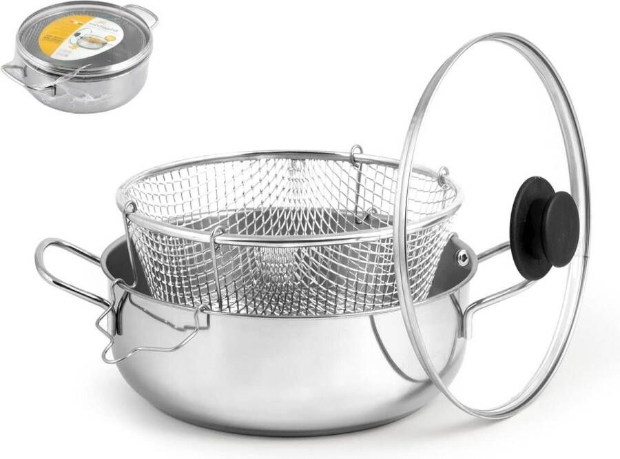 Oliebollen friteuse Oud en Nieuw Roestvrij staal 24 cm met deksel