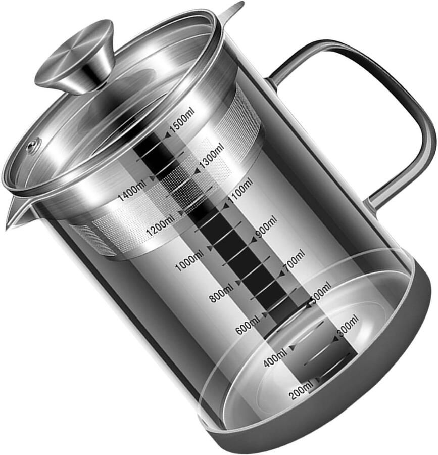 Oliefilterpotten Opslagpot Zeef Koken Frituren Borosilicaat Glas 15 Liter Transparant