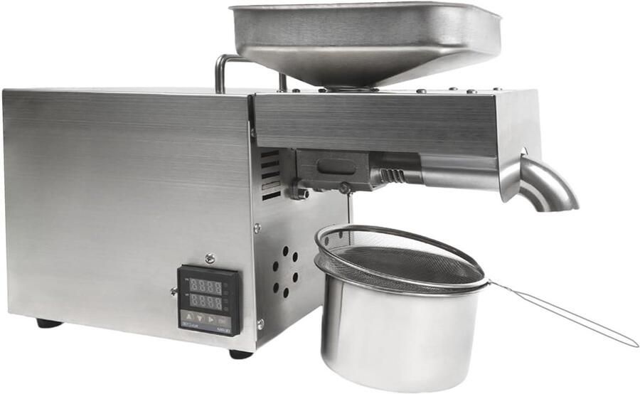 Oliepers Machine Huishoudelijke Pers Zelf Olie Maken Intelligente Temperatuurregeling 610 Watt Zilver