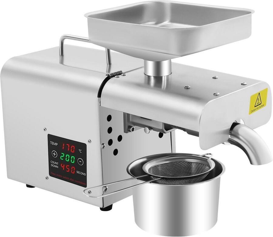 Roestvrijstalen Oliepers Automatische Machine Zelf Olie Maken Hete Koude Persing 610 Watt Zilver