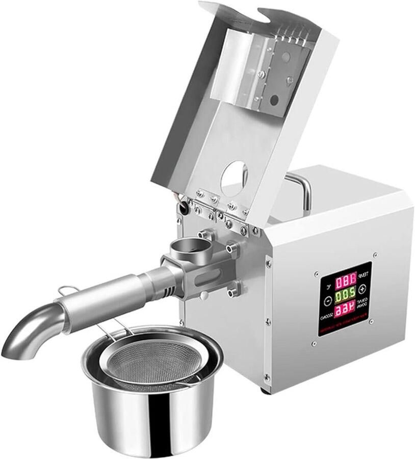 Oliepers Machine Olie Expander Zelf Olie Maken Automatische Verwarming 300 Watt Zilver