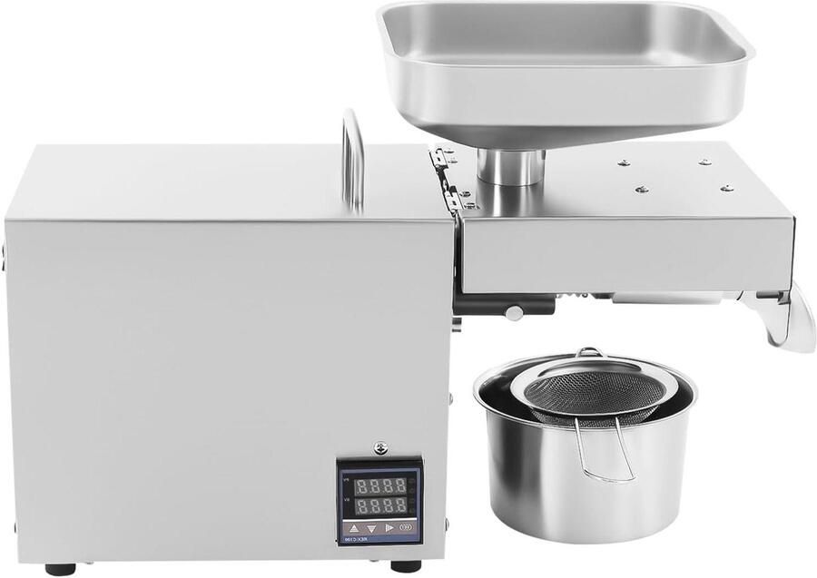 Oliepers Machine Olie Expeller Zelf Olie Maken Koud en Warm Persen 610 Watt Zilver
