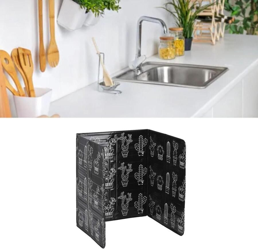 Oliespetterbescherming Keukenolieblok Schoon Koken Opvouwbaar 3-panelen 845 cm Zilver - Foto 1