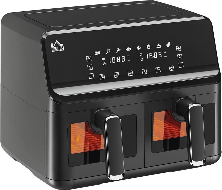 Olievrije Airfryer 8L met 8 Vooraf Ingestelde Programma's Koken Braden en Grillen