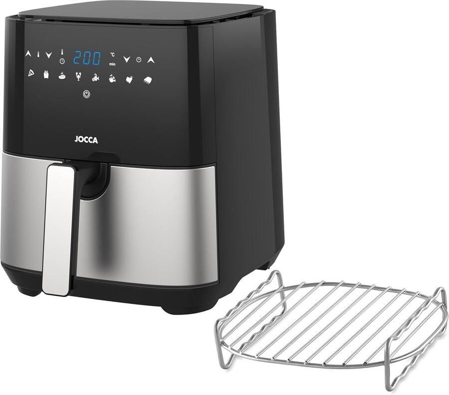 Olievrije Friteuse Heteluchtfriteuse Airfryer Gezond Koken 8 Voorgeprogrammeerde Functies 5 Liter Capaciteit Zwart