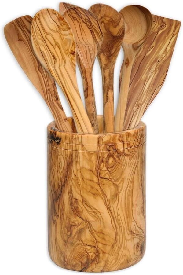 Olijfhouten Lepelset Kleine Lepels Koken en Serveren Uniek Houtsnijwerk 6 Delig Natuurlijk Hout - Foto 2