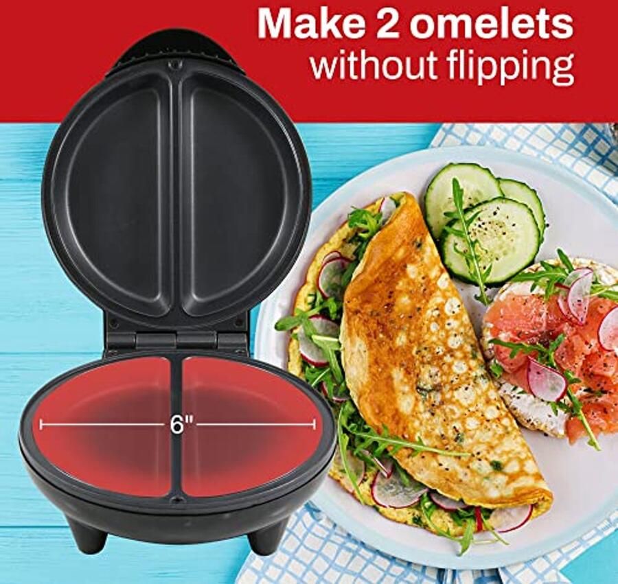 Omelet Maker met Antiaanbaklaag voor Perfecte Frittata en Snacks Dubbele 16 5 cm Omeletten Roestvrij Staal Zwart - Foto 3