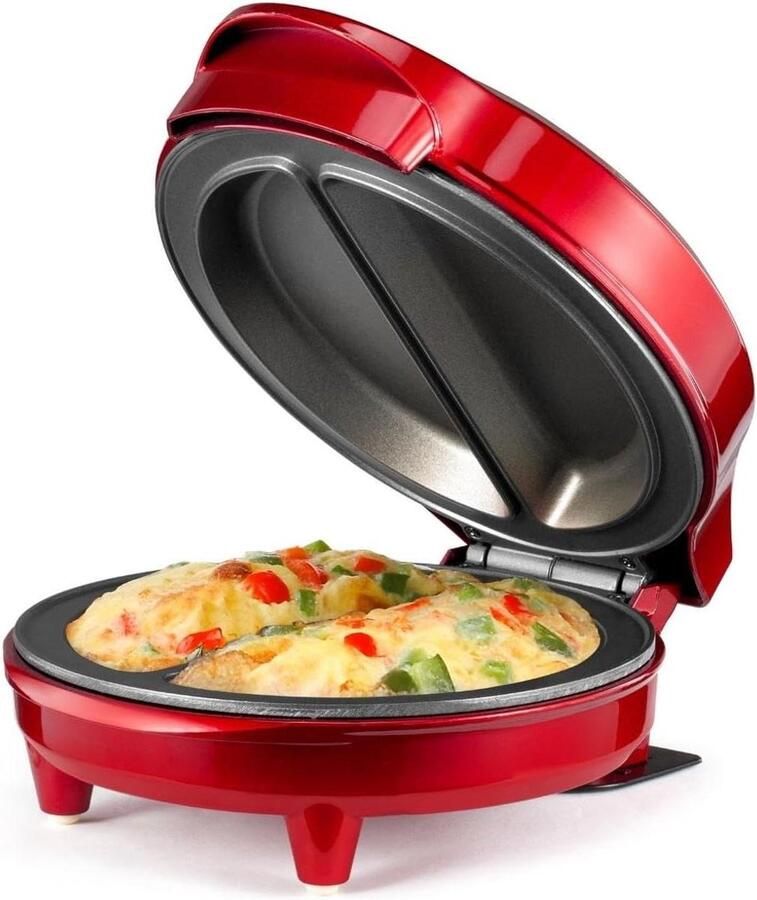 Omelet Maker Ontbijt Maker Snel Ontbijten Dubbele Porties 12 Inch Metallic Rood