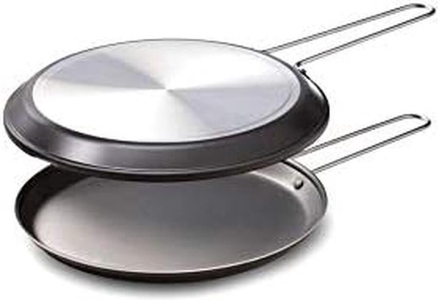 Omelet Pan Dubbele Koekenpan Gerechten Bereiden Krasbestendige Coating 24 cm Zwart