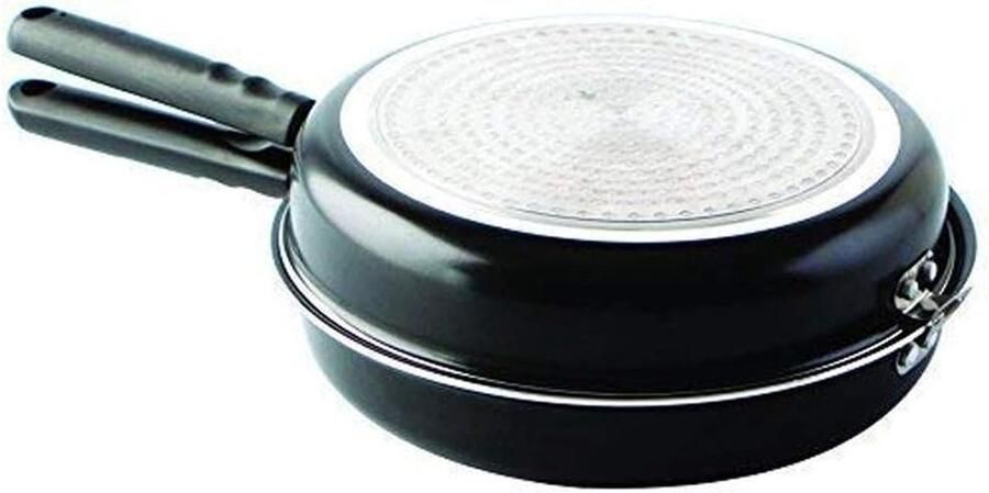 Omelet Pan Dubbele Koekenpan Snelle Maaltijden Non-stick Coating Diameter 24 cm Zwart