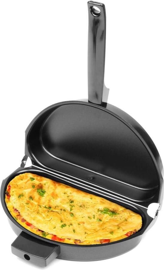 Omelet Pan Dubbelzijdige Pan Ontbijt Maken Dubbelzijdig Ontwerp 20 cm Zilver