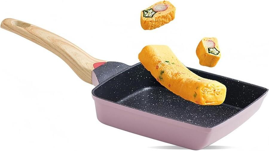 Omelet Pan Ei Pan Ontbijt Maken Antiaanbaklaag 18.7 x 14.8 cm Roze