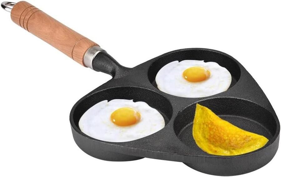 Omelet Pan Eierpan Hamburgerpan Ontbijt Bakken Drie Vormen 38 cm Diameter Zwart