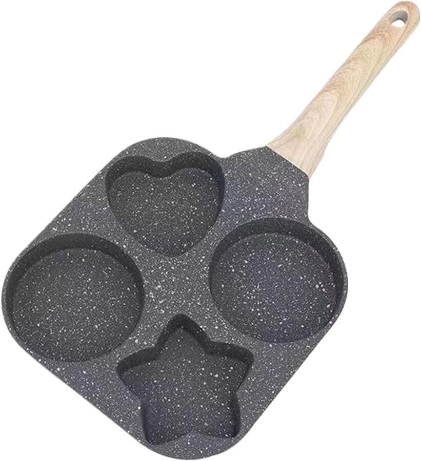Omelet Pan Eierpan Vormpjes Ontbijt Maken Vier Verschillende Vormen 18 cm Zwart