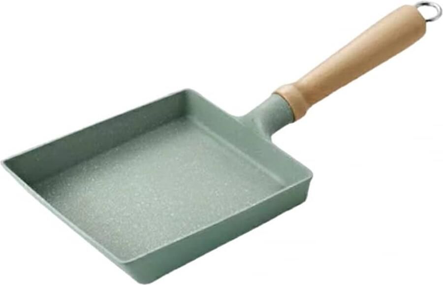Omelet Pan Gietijzeren Koekenpan Ontbijt Maken Met Houten Deksel 18.5 cm Zwart