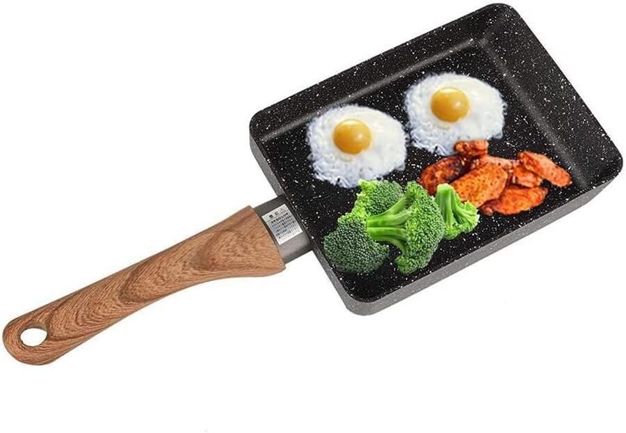 Omelet Pan Japanse Koekenpan Ontbijt Maken Anti-aanbak Coating 1 Liter Zwart