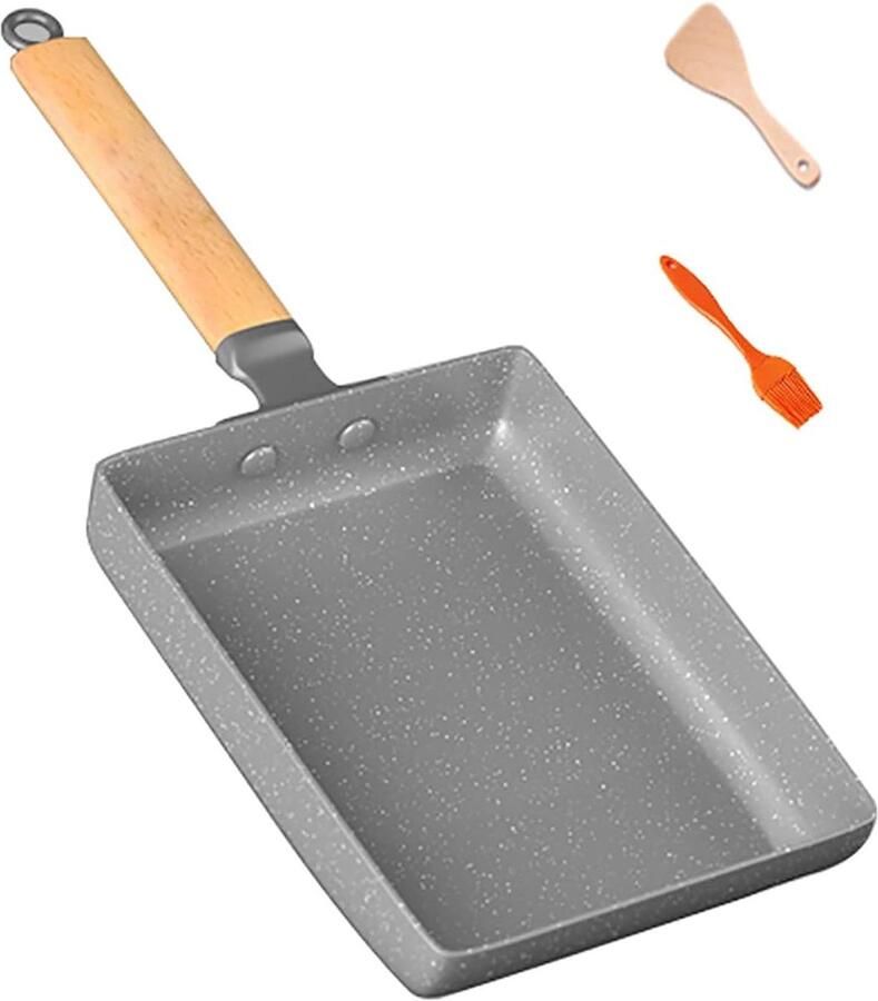 Omelet Pan Japanse Koekenpan Ontbijt Maken Antiaanbaklaag 18x13 cm Grijs