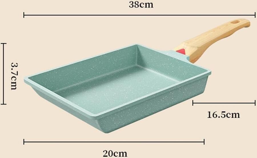 Omelet Pan Japanse Koekenpan Ontbijt Maken Antiaanbaklaag 19 x 16 cm Groen