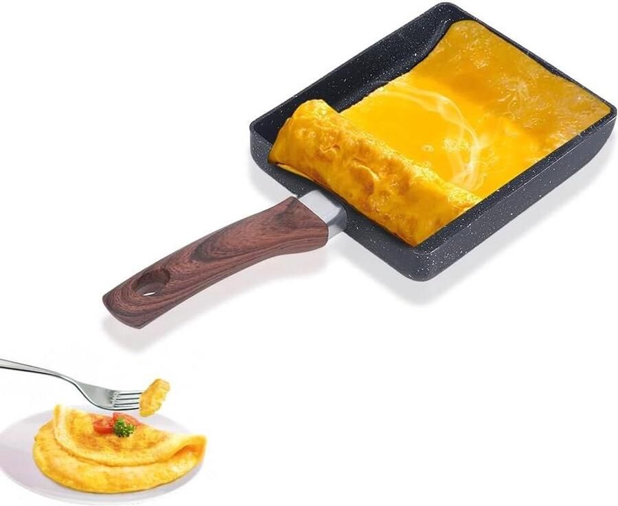 Omelet Pan Japanse Koekenpan Ontbijt Maken Antiaanbaklaag 7x5 cm Zwart