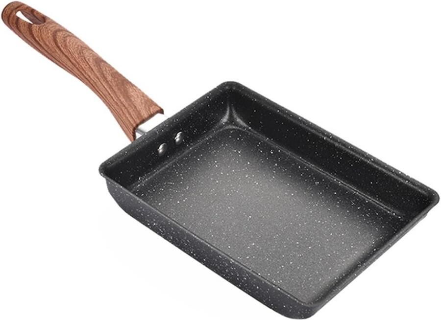 Omelet Pan Japanse Koekenpan Ontbijt Maken Ééndelige Vorm 15 x 19 cm Zwart