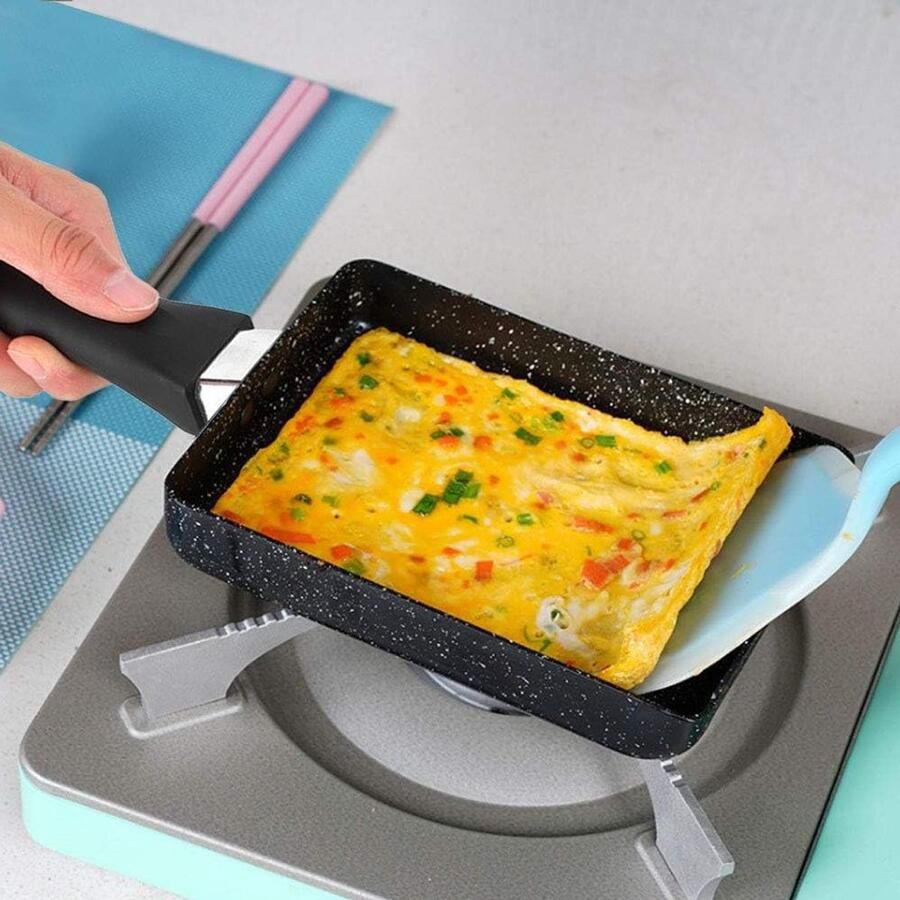 Omelet Pan Japanse Koekenpan Ontbijt Maken Efficiënte Warmteverdeling 13.5 x 18.5 cm Zwart