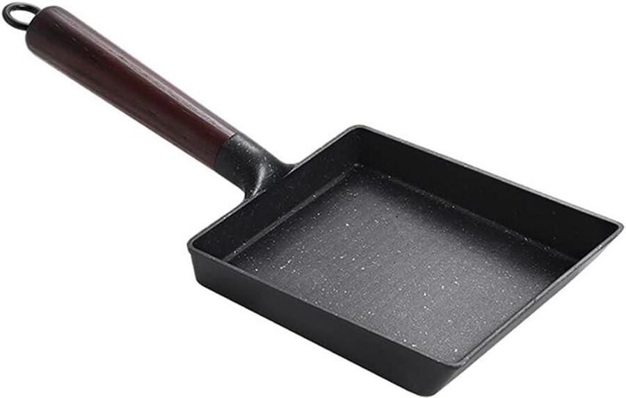 Eierpan Omelet pan Ontbijt maken Houten handvat Mini formaat Zwart