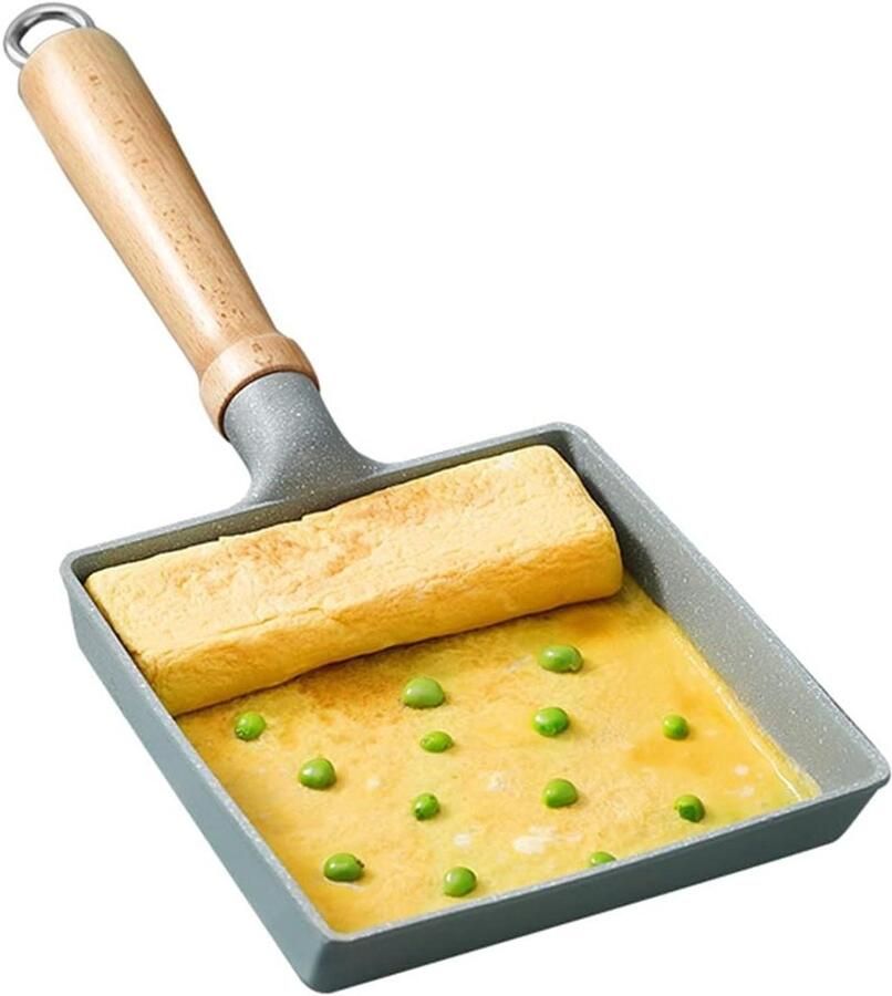 Omelet Pan Japanse Koekenpan Ontbijt Maken Hittebestendig Handvat 15.8 x 18.5 cm Groen