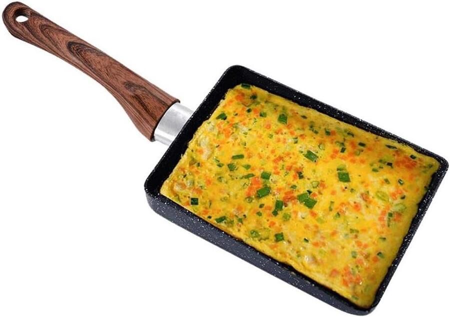 Omelet Pan Koekenpan Ei Ontbijt Maken Anti-aanbak Steenlaag 15.5 x 18.5 cm Zwart